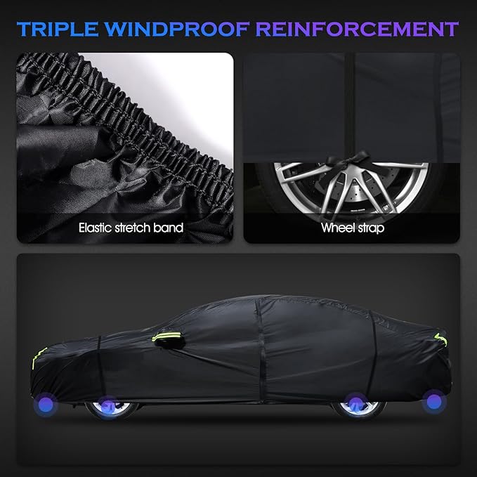 Car Cover Custom Fit for Honda Accord 2001-2025,Toyota Camry 1996-2025,6 Layers Truck Cover Waterproof All Weather for Automobiles,Outdoor Full Exterior Cover,Rain, Sun, Wind Protection,Black