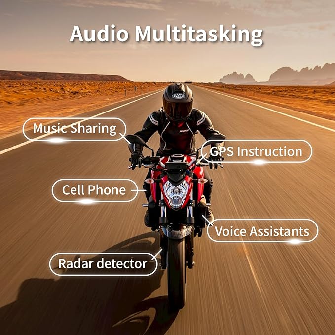 Salut Motorcycle Bluetooth Intercom Headset - Helmet Communication System, Waterproof Speaker, Voice Comm Earbuds, Helmet Headphone, Noise Cancellation(Single Black)