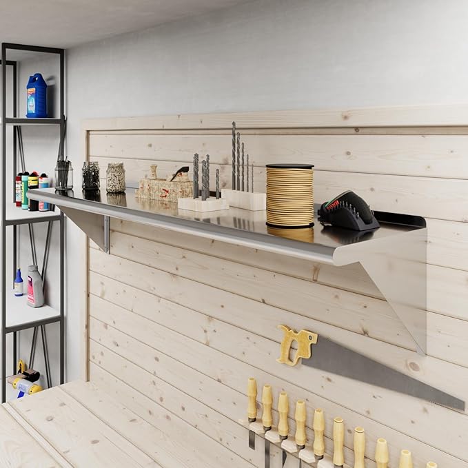 AmGood 60" Long X 14" Deep Stainless Steel Wall Shelf | NSF Certified | Appliance & Equipment Metal Shelving | Kitchen, Restaurant, Garage, Laundry, Utility Room