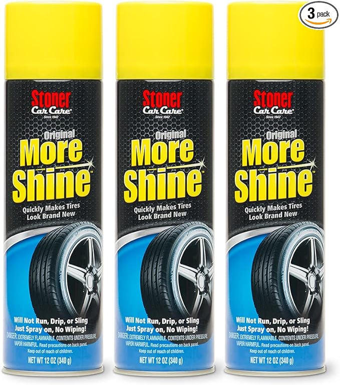 Stoner Car Care 91044-3PK Original More Shine Tire Finish for Tire and Wheel Care Creates a Long-Lasting, Rain-Resistant Tire Shine, Makes Faded Tires Look New, Non-Greasy Formula, 12 Oz, Pack of 3