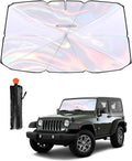 helloleiboo 𝟐𝟎𝟐5 𝑼𝑷𝑮𝑹𝑨𝑫𝑬 Car Windshield Sun Shade Umbrella, Colorful 360°Rotating Foldable Windshield Sun Shade Front Window Reflective Polyester Blocks Heat and Sun Sun Shade for Cars SUV