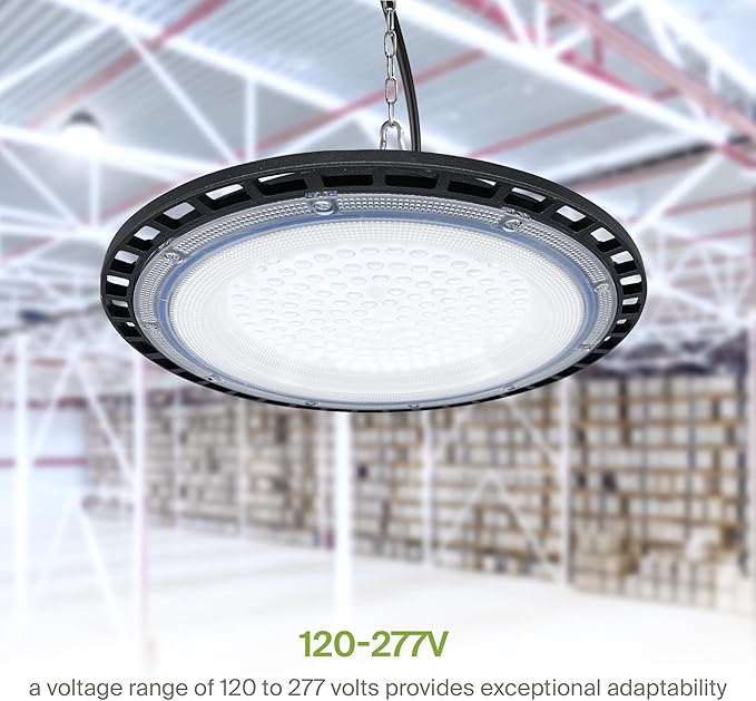 ASD LED High Bay UFO Light Fixture, Commercial Shop Lighting | Plug & Play Cable, IP65 Waterproof, ETL Listed | 100W 18000LM 5000K 100-277V | Warehouse, Garage, Workshop, Barn Lamp | Black, 12 Pack
