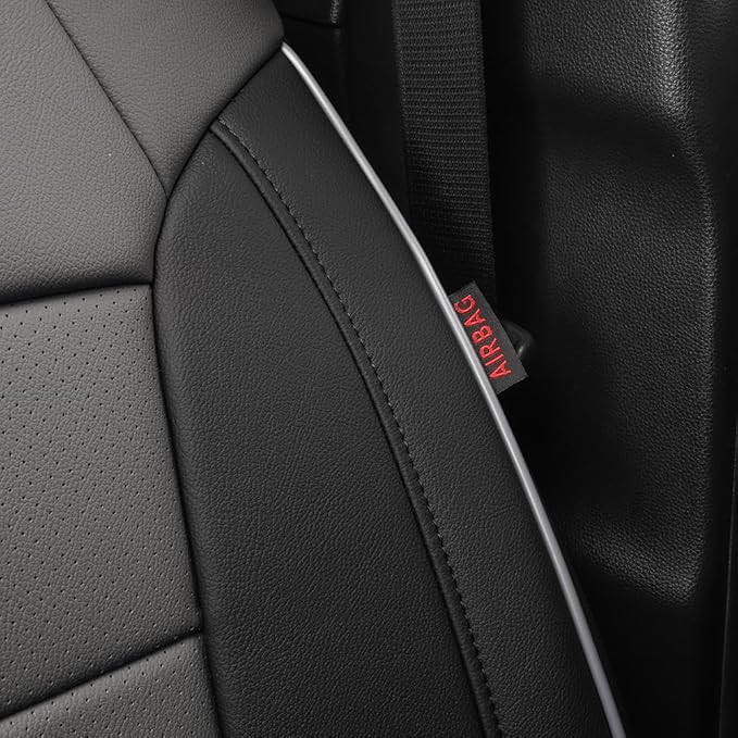 EKR Tacoma Front Car Seat Covers for Toyota Tacoma 2012 2013 2014 2015 (Regular Seats) Custom Leather Truck Seat Cover - Front Row Only, Leather (Black/Gray)