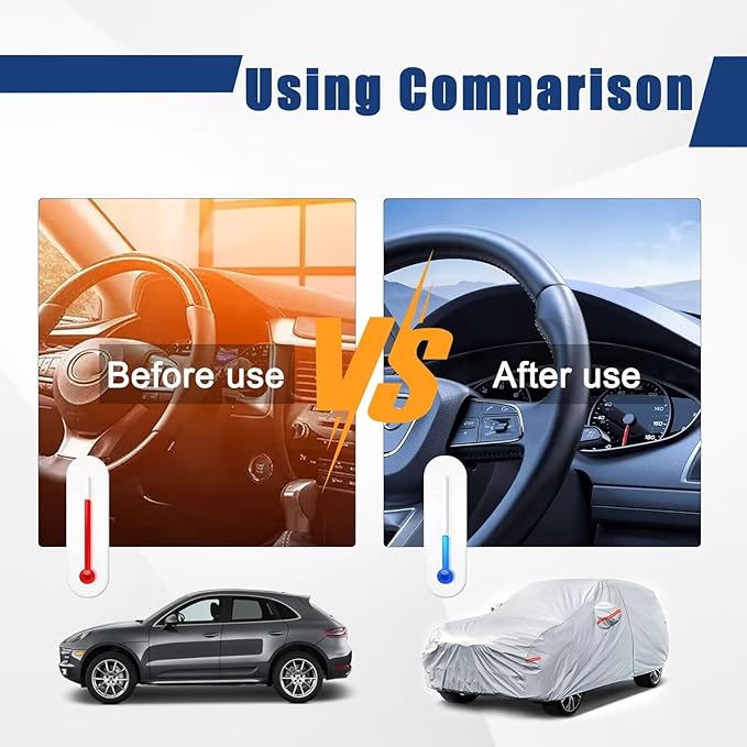 Kayme 6 Layers SUV Car Cover Custom Fit for Hyundai Kona (2017-2025) Waterproof All Weather for Automobiles, Outdoor Full Cover Rain Sun UV Protection.Silver