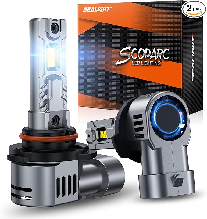 SEALIGHT 𝟗𝟎𝟎𝟓/𝐇𝐁𝟑 Bulbs, 𝟑𝟎𝟎𝟎𝟎𝐋𝐌 Cool White Light, High-Performance LED Lights with 15,000RPM Cooling Fan, Easy Plug-and-Play, Pack of 2