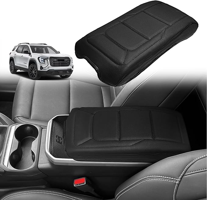 Muslogy Center Console Armrest Cover Compatible with GMC Terrain 2025 2026 Comfort Armrest Pad Arm Rest Cushion Vegan Leather Protector Regular Thick