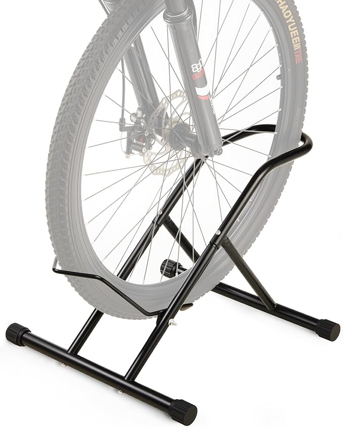 Upgraded 4" Wide Tire Floor Bike Stand Rack, Heavy Duty Garage Indoor Bike Storage, Fits 20"-27" Wheels, Kids Road Mountain Bikes, 66lbs Max Load, Anti-Slip Rubber Base