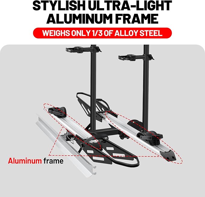 Hitch Mount Bike Rack with Ramp, 200 LB Capacity fits Cars, SUVs, RVs, Trailers, Trucks with 2 Inch Receiver