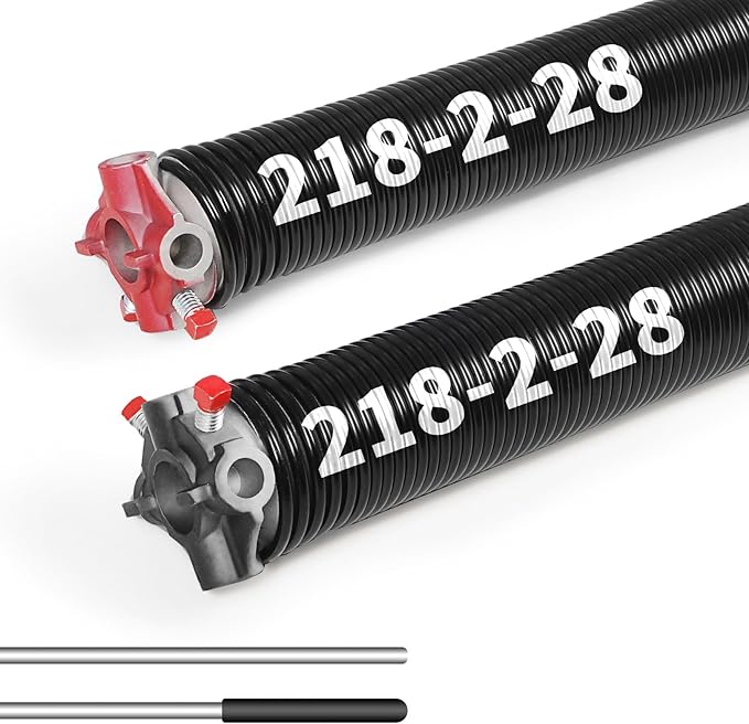 Pair of 2"Garage Door Torsion Springs Set with Non-Slip Winding Bars, Electrophoretic Coated (0.218X2"X28")