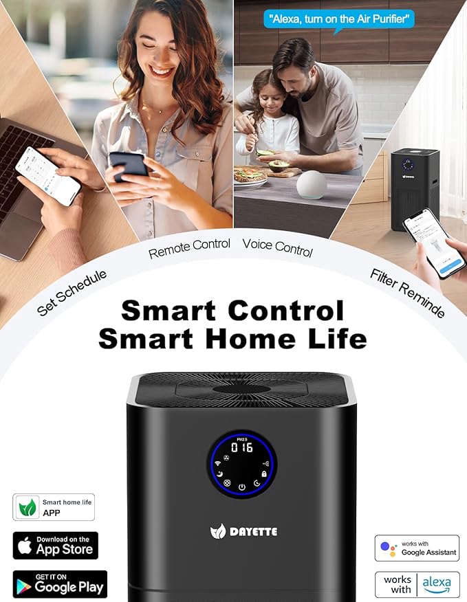 4000ft² Air Purifiers for Home Large Room, Smart WIFI Air Purifiers APP & Alexa Control Air Cleaner, H13 Ture HEPA Filter for Pet Dander Smoke Dust, 22dB Sleep Mode for Bedroom (AP404 WIFI）