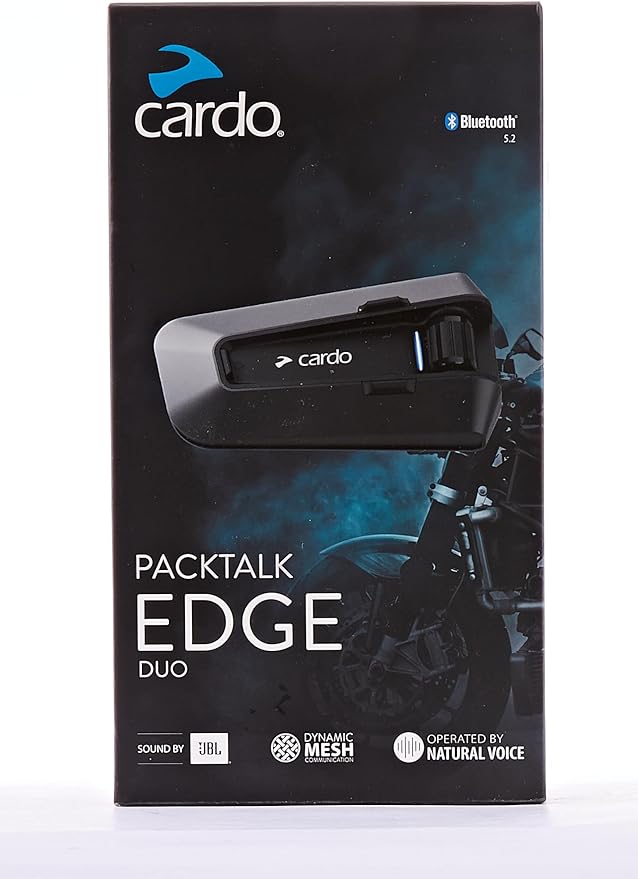Cardo PACKTALK Edge Motorcycle Bluetooth Communication System Headset Intercom - Dual Pack