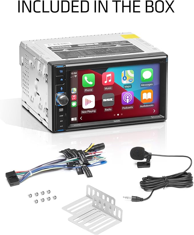 Sound Storm Laboratories DDCP62 Car Stereo - Apple CarPlay, Double Din, 6.2 Inch Capacitive Touchscreen, Bluetooth, No DVD CD Player, AM/FM Radio Receiver, Wireless Remote Control