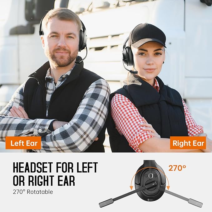EKSA [Upgrated Trucker Bluetooth Headset with ENC Microphone, 99ft Wireless Range & 30H Talk Time, with Replaceable Ear Pad, Environmental Noise Cancelling Headphones All-Day Comfort for Drivers