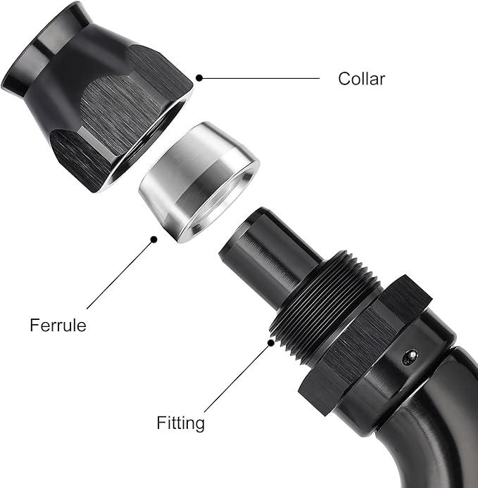 EVIL ENERGY 10AN 60 Degree PTFE One Piece Full Flow End Hose Fitting Aluminum Black
