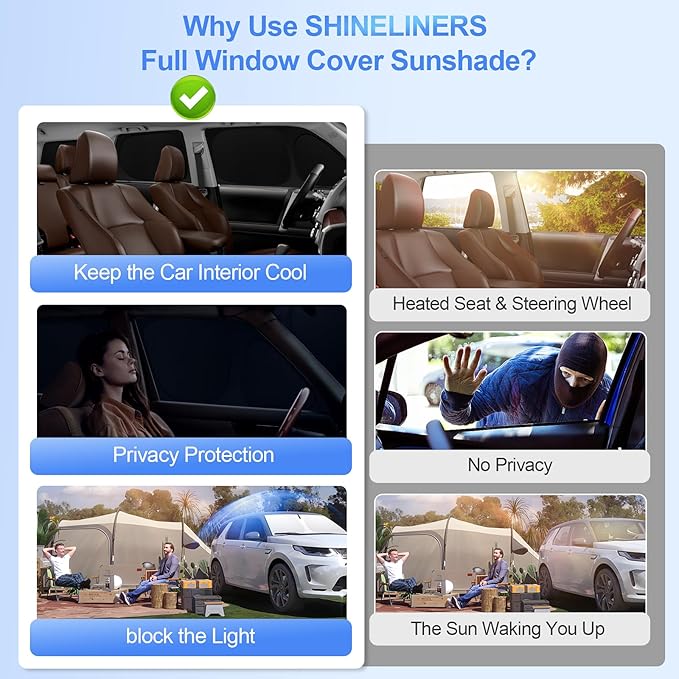 8pcs Car Window Shades for Subaru Outback Wagon 2015-2019 Accessories,Windshield Side Rear Full Sunshade,Sun Visor UV Blocking, Privacy Protection and Blackout for Camping Outdoor