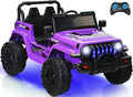 INFANS Kids Ride on Car Truck with 2.4G Remote Control, 12V Battery Powered Electric Cars for Kids w/3 Speeds, Battery Display, LED Lights, Safety Belt, Music & Horn, Bluetooth/FM/USB (Purple)