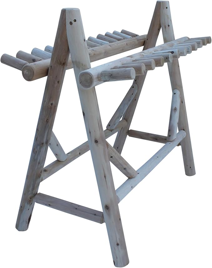 22-Place Freestanding Ski Log Racks, Pole Ski Holders, Garage Racks for Organization, Pole Stands, Snowboard Rack Garage, Snow Skis Sports Storage - Natural