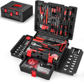 Sundpey 132-PCs Car Tool Kit - Portable General Basic Home and Automotive Repair Tool Set with Drawer for Men Women with Hook & Pick & Fastener & Valve Stem Removal Tools for RV Truck Motorcycle Bike