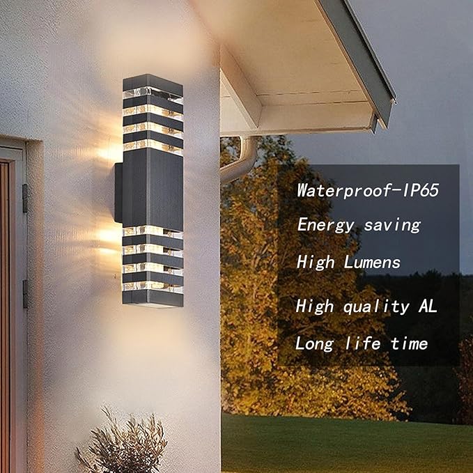 18inch LED Square Up & Down Wall Lights,24W Outdoor Wall Light 4000K Day White Aluminum Body Waterproof IP65 LED Exterior Light Fixtures Wall Mount for House Patio Garage Garden. (1Pack)