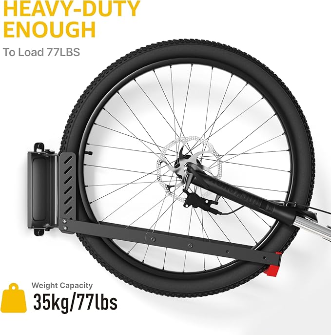monTEK Swivel Bike Wall Mount, No Heavy Lifting Required Bike Wall Mount, Bike Hangers for Garage, Space-Saving Bike Rack Garage, Easy to Load and Unload, Bike Hanger Can Hold Up to 77 lbs