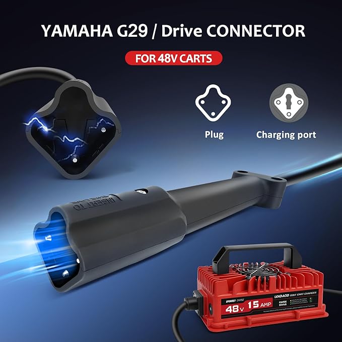 15 Amp 48 Volt Golf Cart Battery Charger for Yamaha G29 with 3-Pin Leaf Plug