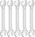HARFINGTON 5pcs Double Open End Wrench 6mm x 7mm Metric 15 Degree Offset Angle Small Flat Head Wrench Galvanizing Open Ended Spanner for Automotive Repair Furniture Assembly