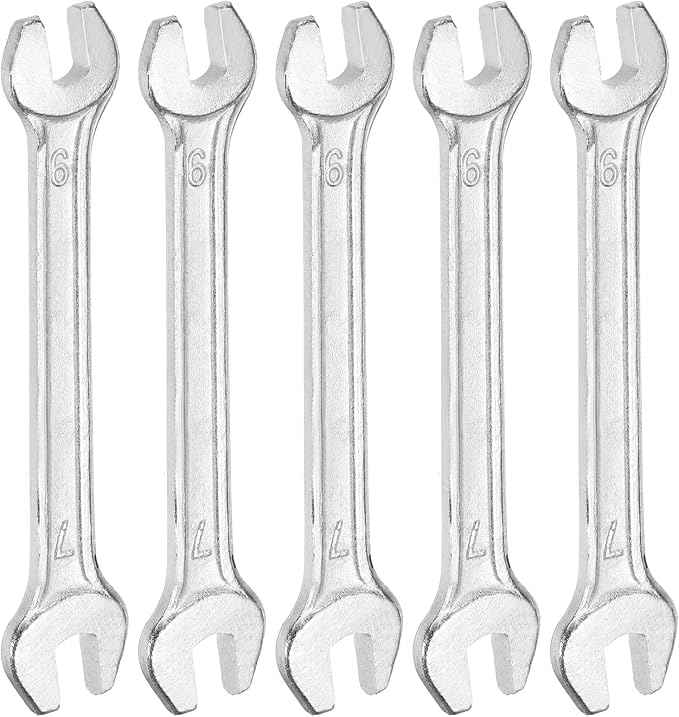 HARFINGTON 5pcs Double Open End Wrench 6mm x 7mm Metric 15 Degree Offset Angle Small Flat Head Wrench Galvanizing Open Ended Spanner for Automotive Repair Furniture Assembly