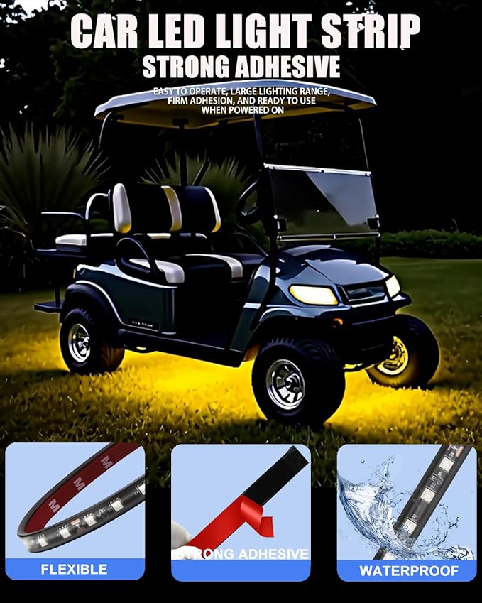 Keiurot 12V Led Light Strip 32CM Waterproof Led Light Strips for Cars Motorcycles Golf Cart Interior & Exterior Marine Boat Amber Led Strip Lights 12V 5050 18SMD,Pack of 4