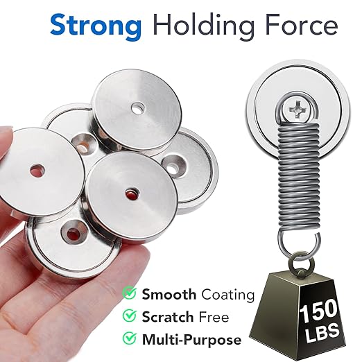 MIKEDE Magnet,150LB+ Neodymium Cup with Super Strong Attraction, Heavy Duty Pot Magnets with Hole for Mounting,Rare Earth Magnets with Screw for Hanging, Office, Craft -10 Pack