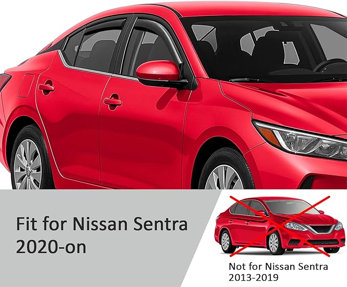Voron Glass in-Channel Extra Durable Rain Guards for Nissan Sentra 2020-2025, Window Deflectors, Vent Window Visors, 4 Pieces - 200903