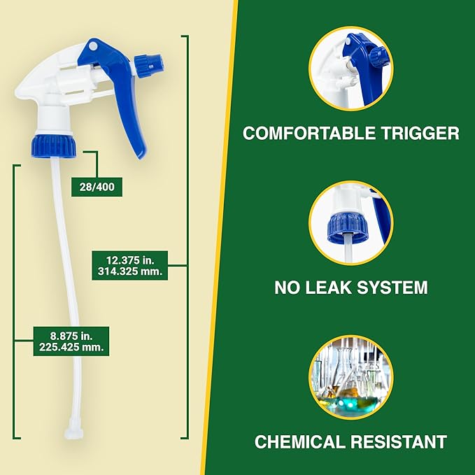Spray Bottle Nozzle Replacement, Bottle Tops Only - Sprayer Nozzle Triggers for Heavy Duty, Commercial, Home Cleaning Solutions - Fits 8,16,24,32 oz Plastic & Glass Bottles, Blue, 24 pack