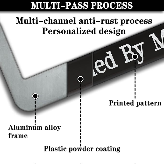 License Plate Frames Black and White Front License Plate Bracket Blessed by God Spoiled by My Husband Aluminum Metal Car Accessory 2 Pack with Screw Covers Set
