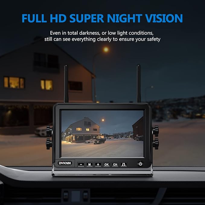 2 Magnetic Solar Wireless Backup Camera HD1080P 3 Mins DIY Installation DVR 7" IPS Monitor Rechargeable Reverse Camera System for Hitching Gooseneck Horse Trailer Fifth Wheels/Car RV Truck AP7-2