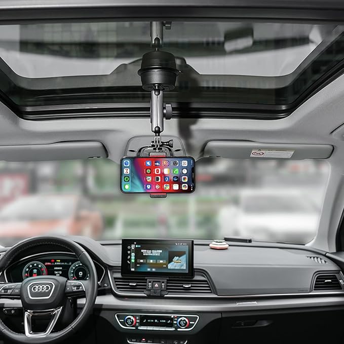 Suptig Universal Car Mount, Suction Cup Mount for Smartphones, GoPro, Action Cameras, DSLR, Windshield, Dashboard, Black