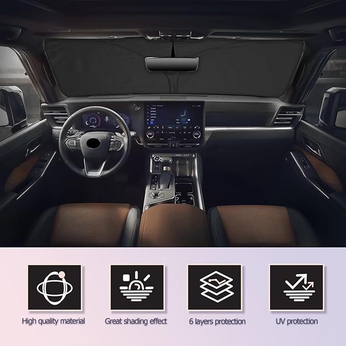 LUWU for 2024 2025 Lexus GX550 Windshield Sun Shade 2025 Lexus GX550 Windshield Sunshades 2024 2025 Lexus GX550 Accessories Foldable Sunshade Cover Block UV Ray Lexus GX550 Front Window Sunshade