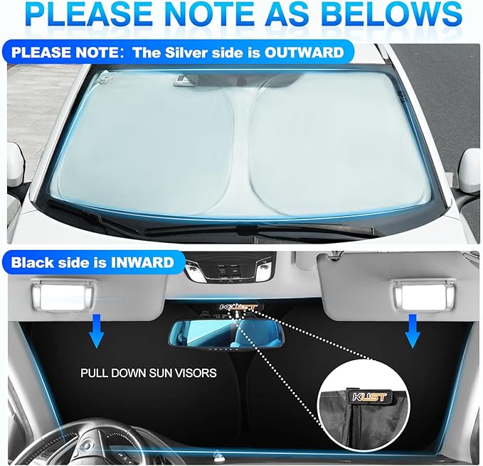 KUST Windshield Sun Shade for 2020-2024 2025 Hyundai Venue Accessories Custom Fit Sunshade Sun Visor Protector Foldable Blocks UV Rays Keep Your Car Cooler