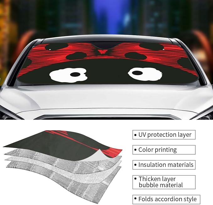 Cute Coccinellidae Car Sun Shade Windshield Sunshade Foldable Front Window Shield Cover for Truck SUV