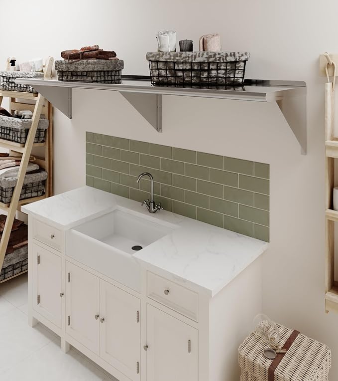 AmGood 72" Long X 18" Deep Stainless Steel Wall Shelf | NSF Certified | Appliance & Equipment Metal Shelving | Kitchen, Restaurant, Garage, Laundry, Utility Room