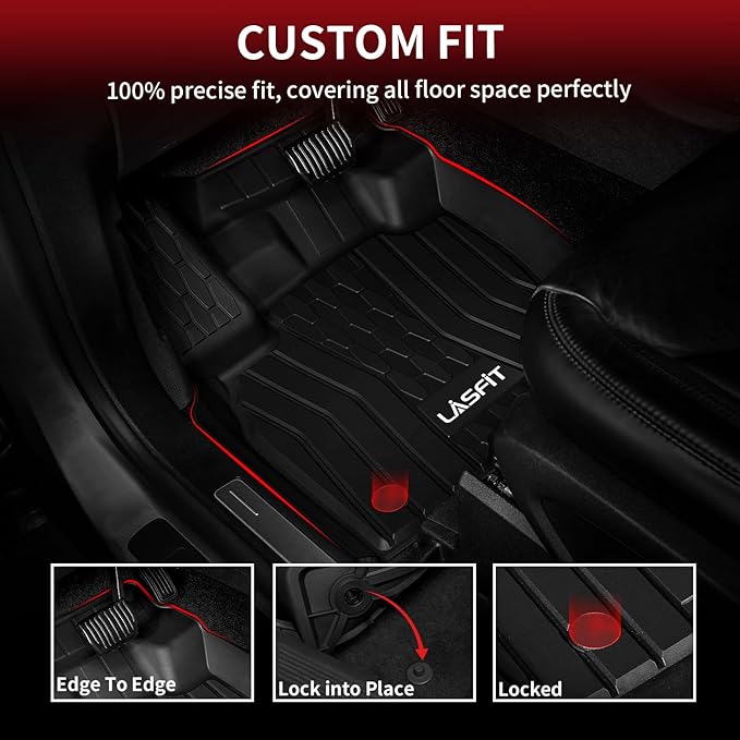 LASFIT Floor Mats Fit for Lincoln Nautilus 2019-2023/ for Lincoln MKX 2018 2017 2016 All Weather Floor Mats Custom Fit Floor Liner TPE Car Mats,1st and 2nd Row,Black