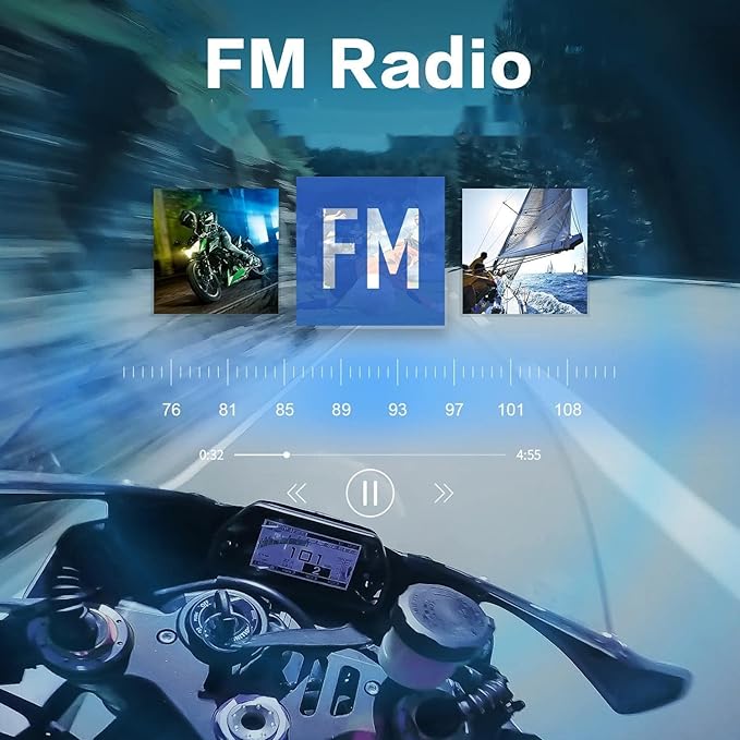Fodsports FX6S Bluetooth Motorcycle Headset, 6-Way Motorbike Intercom Bluetooth, 1000m Motorcycle Helmet Communication Systems/Voice Dial/Universal Pairing/FM Radio (2 Pack FX6S with LED)