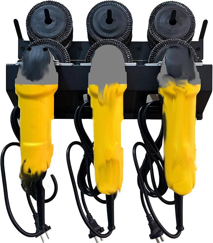 Updated Angle Grinder Holder, 3 Bay Angle Grinder Holder with Discs Hook Rack, Grinder Rack for Garage, Workshop, or Tool Trailer