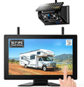 10.1" Magnetic Solar Wireless Backup Camera System, HD1080P Loop Recording 10.1 Inch Touchscreen Monitor with Quad RV Backup Cameras Wireless System for RV Trailer Tractor Truck, BL101