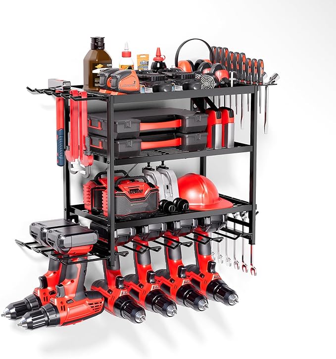 Power Tool Organizer - Garage Tool Holder and Storage (Black, B)