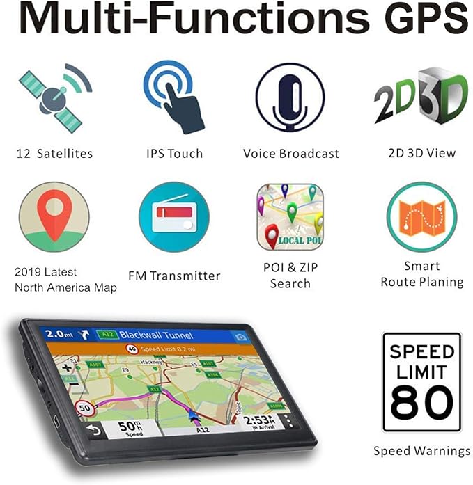 N800 GPS Navigator for Car with Bluetooth, 7” Truck GPS Commercial Drivers, 2025 Maps (Free Lifetime Updates), Semi Trucker GPS Navigation Systems, Custom Truck Routing