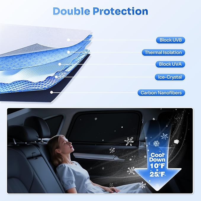 Sunshades for 2021-2025 2026 Jeep Grand Cherokee L Accessories Sun Shade Side Rear Window Shade Cover Sun Visor Shield Privacy Protection for Camping Keep Vehicle Cool Black 7PCS