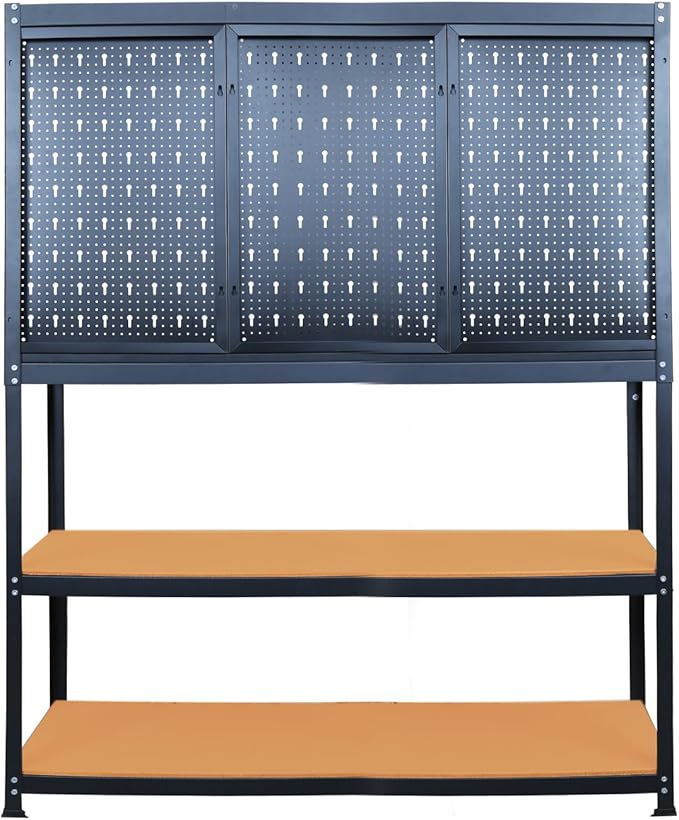Prostormer Workbench, 47.25 inch Multipurpose Garage Worktable with Peg Board Hook Kit for Home, Garage, and DIY Projects