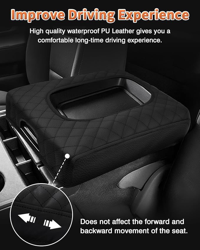 Shademax Center Console Cover Custom for Chevy Silverado & GMC Sierra 2014-2018 Accessories, Silverado Sierra Armrest Cover Jump Seat Console Cushion Pad Leather Console Armrest Lid Protective Cover