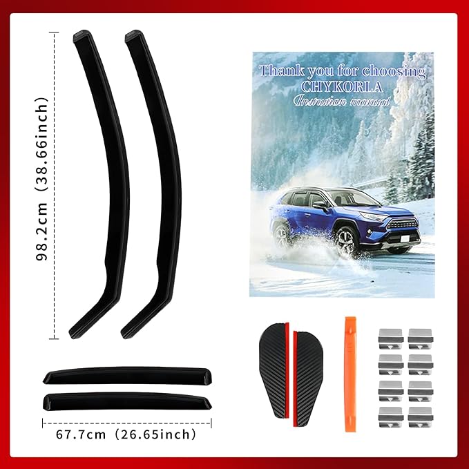 in Channel Window Visors Rain Guards for Honda Civic Hatchback 2016 2017 2018 2019 2020 2021, Durable Wind Deflectors Vent Shades Shields-4pcs