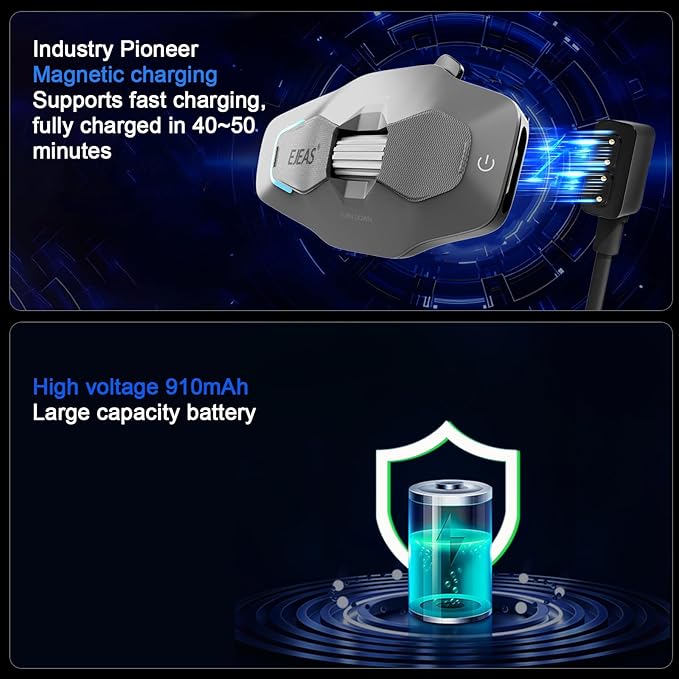 SolaMr X10 Motorcycle Helmet Bluetooth Headset Speakers Headphone, Ski Helmet Intercom Integrated Mesh Communication System Support 10 Riders with Bluetooth 5.1, Noise Cancellation, FM Radio, Sliver