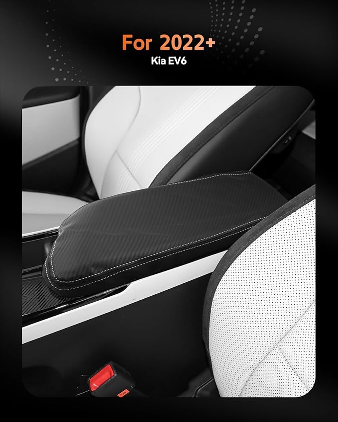 CDEFG for Kia EV6 2022-2025 Center Console Cover Armrest Box Cover for EV6 (Light, Light Long Range, Wind, GT-Line, GT) 2022 2023 2024 2025 Accessories Arm Rest Protector Carbon Fiber